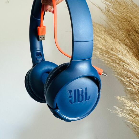 NEW JBL 510T Navy Blue Orange Wireless Bluetooth Over Ear Chunky Headphones - Picture 9 of 14
